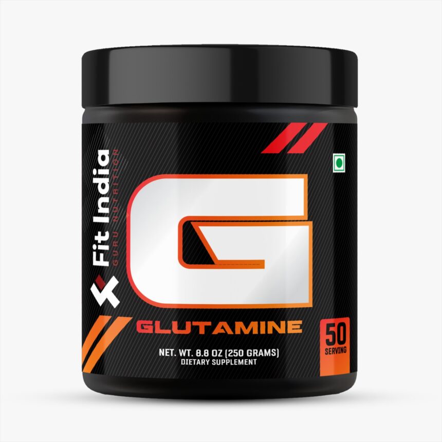 Fit India Guru Nutrition Glutamine 250g – L-Glutamine powder for muscle recovery, strength & endurance