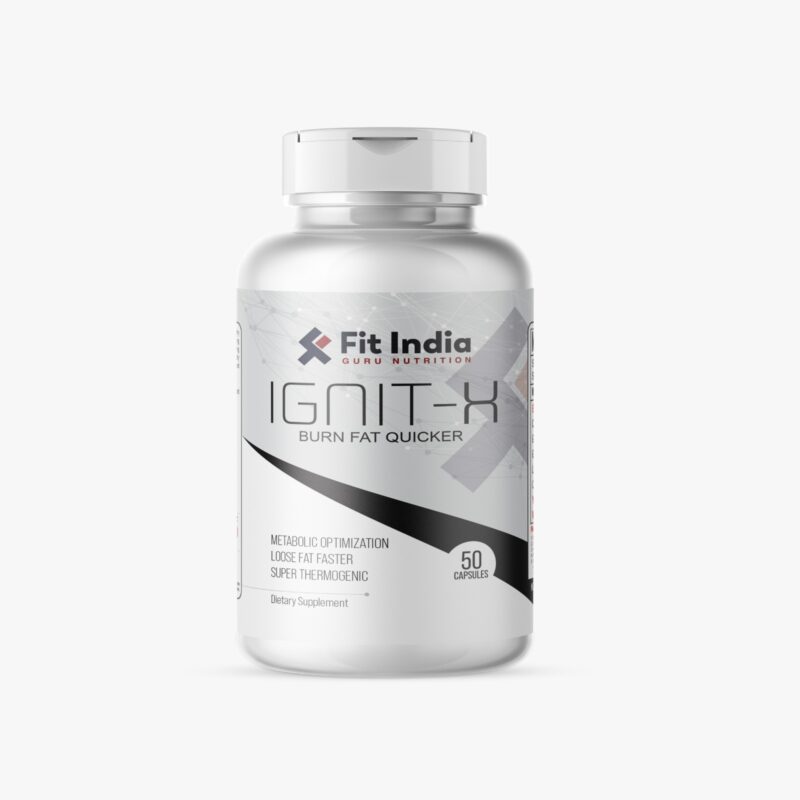 Fit India Guru Nutrition IGNIT-X Fat Burner front label – thermogenic fat burner capsules for weight loss and energy boost.”