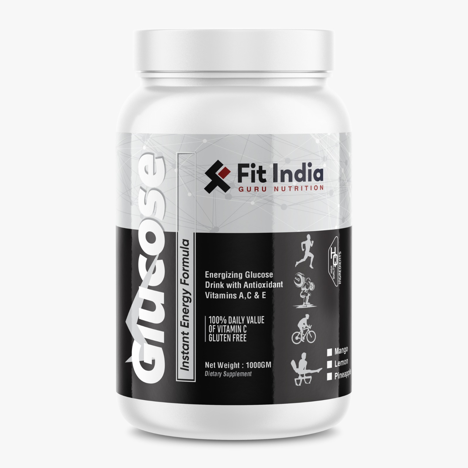 itindiagurunutrition Glucose 1 Fit India Guru Nutrition Glucose Instant Energy Formula – Energizing Glucose Drink with Vitamins A, C & E (1000gm)